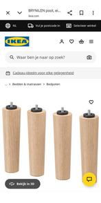 IKEA LURÖY matrasbodem met bekleding en eikenhouten poten, Ophalen, Zo goed als nieuw, Grijs, Hout