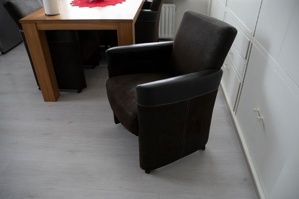 eetkamer stoel (4x), Ophalen, Gebruikt, Bruin, Leer