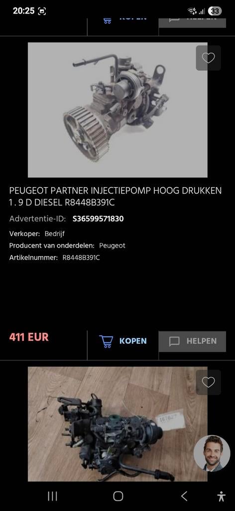 Brandstofpomp 1.9 diesel, Eén persoon