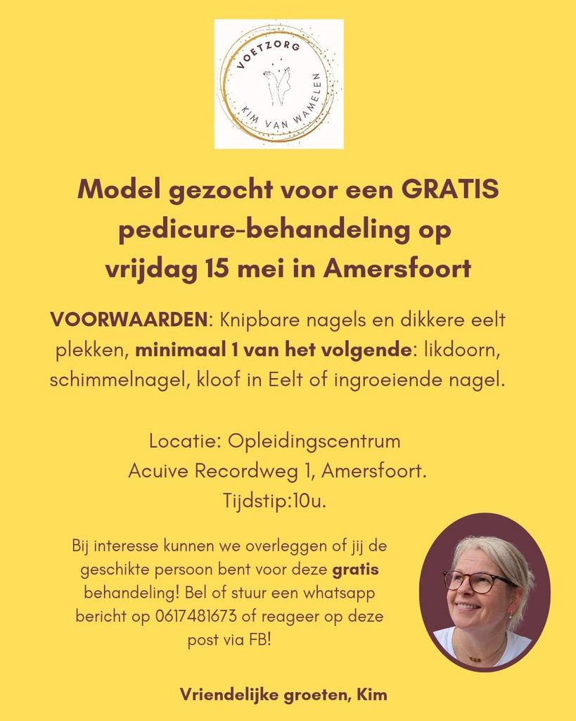 Model gezocht voor gratis pedicure behandeling in Amersfoort
