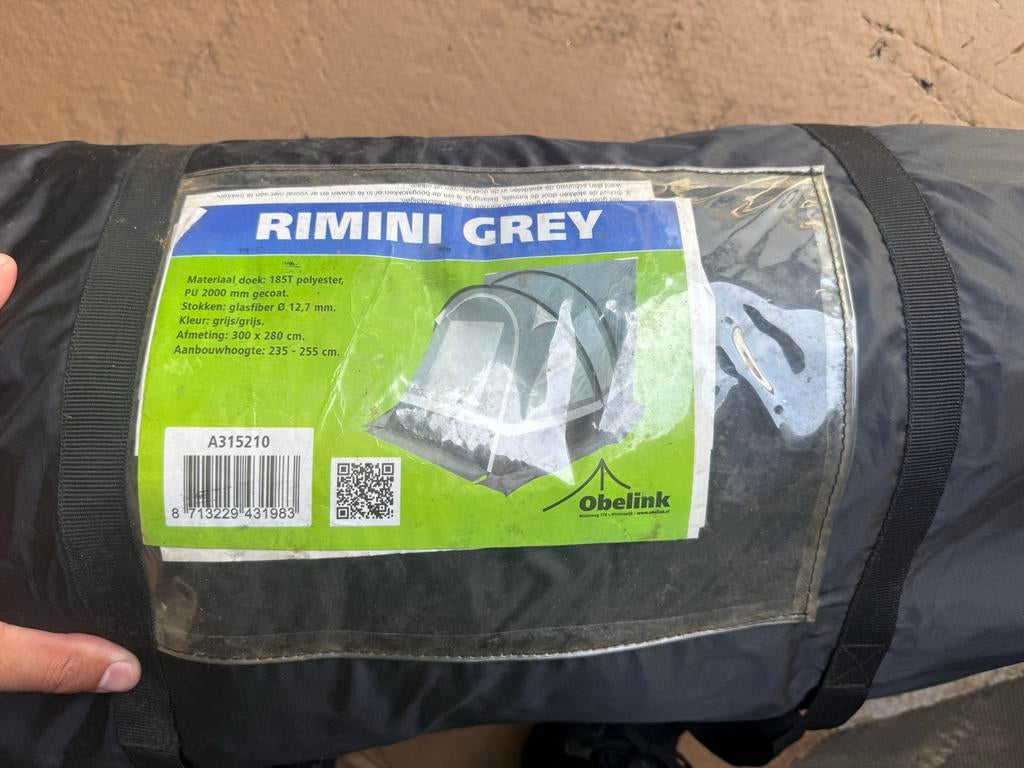 Obelink Rimini Grey bustent, Caravans en Kamperen, Tenten, Ophalen of Verzenden, Zo goed als nieuw