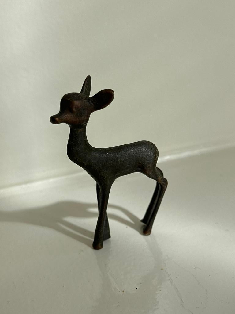 Vintage bronzen/koperen ree beeldje, Antiek en Kunst, Antiek | Koper en Brons, Ophalen of Verzenden, Brons