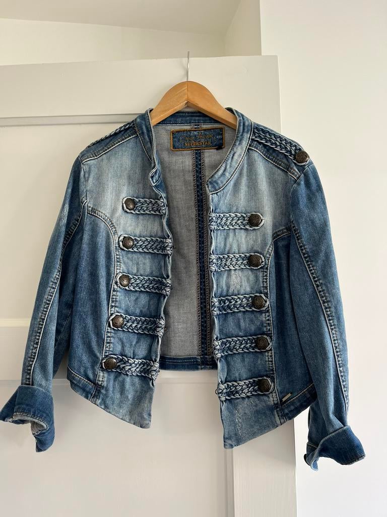 Spijkerjasje kort, Ophalen of Verzenden, Zo goed als nieuw, Maat 38/40 (M), Blauw