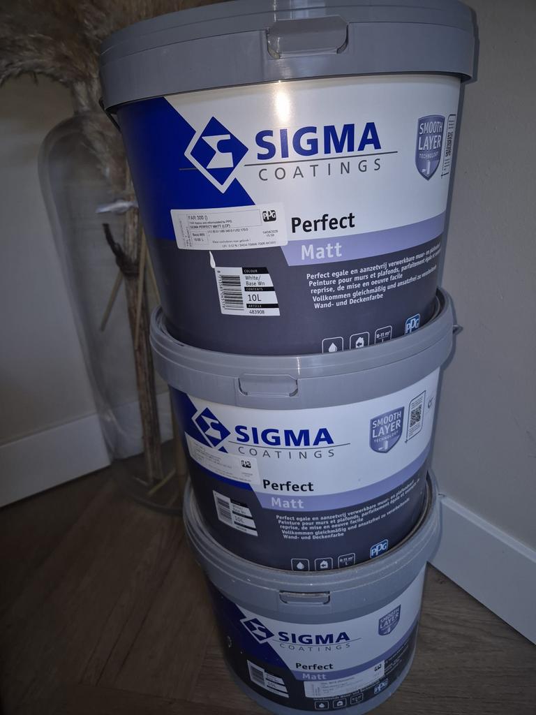 1 emmer  9010 10 ltr en 2 emmers op kleur, Doe-het-zelf en Verbouw, Ophalen, Wit, Nieuw, Verf