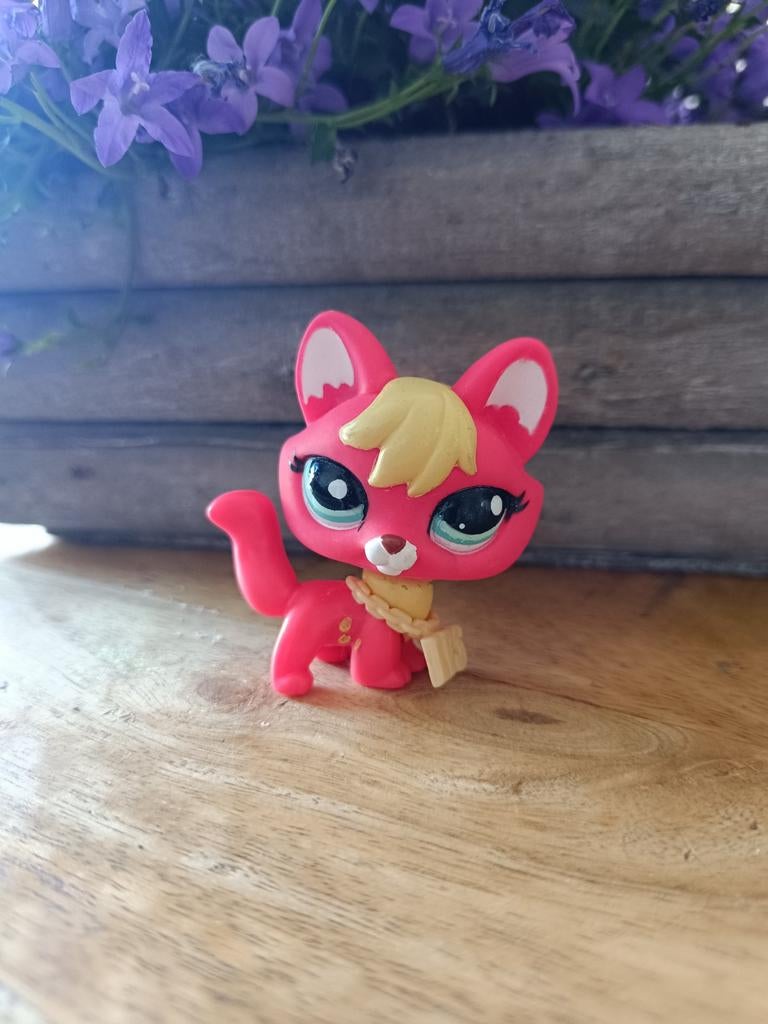 Littlest Petshop Roze Vos met ketting, Ophalen of Verzenden, Gebruikt
