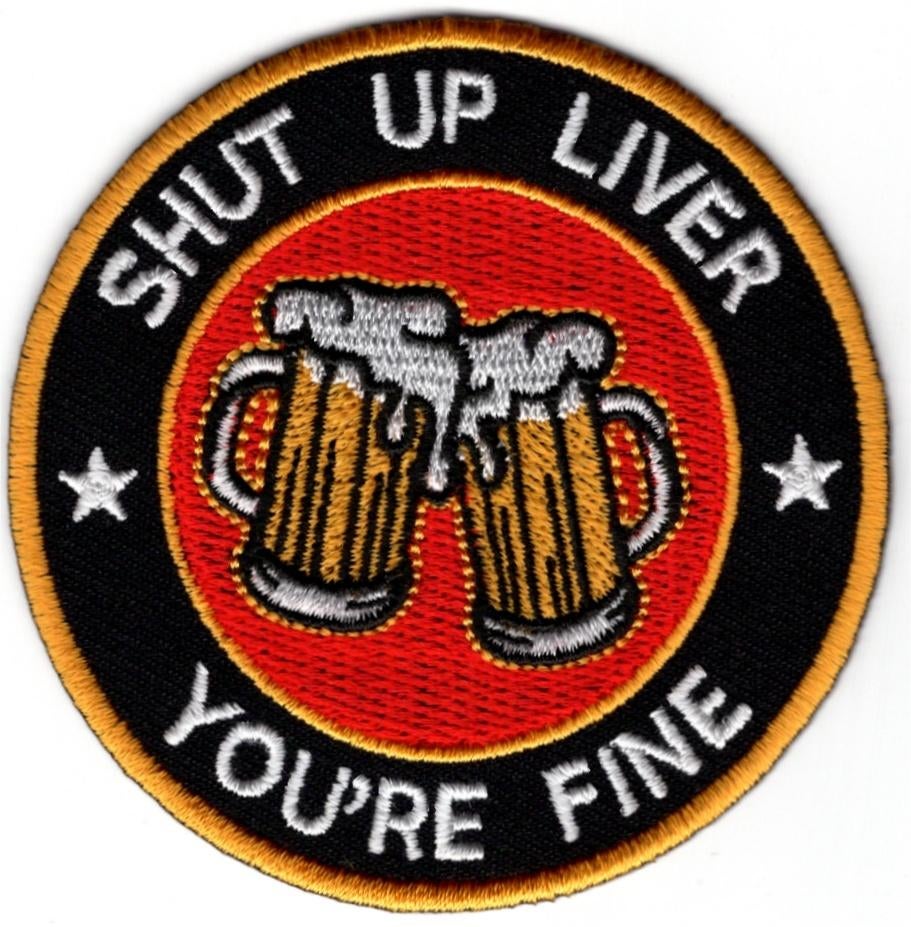 Shut up liver Beer stoffen opstrijk patch embleem, Verzenden, Nieuw, Shirt
