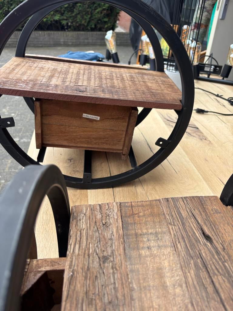 Rustiek Industrieel Wandrek met Lade - Robuust Hardhout, Hout, Nieuw, Ophalen of Verzenden, Bruin