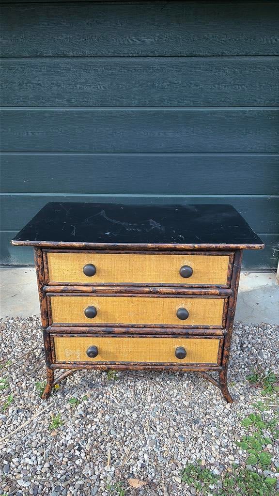 Vintage rattan bamboe ladenkast, Ophalen, Overige materialen, Gebruikt, 50 tot 100 cm