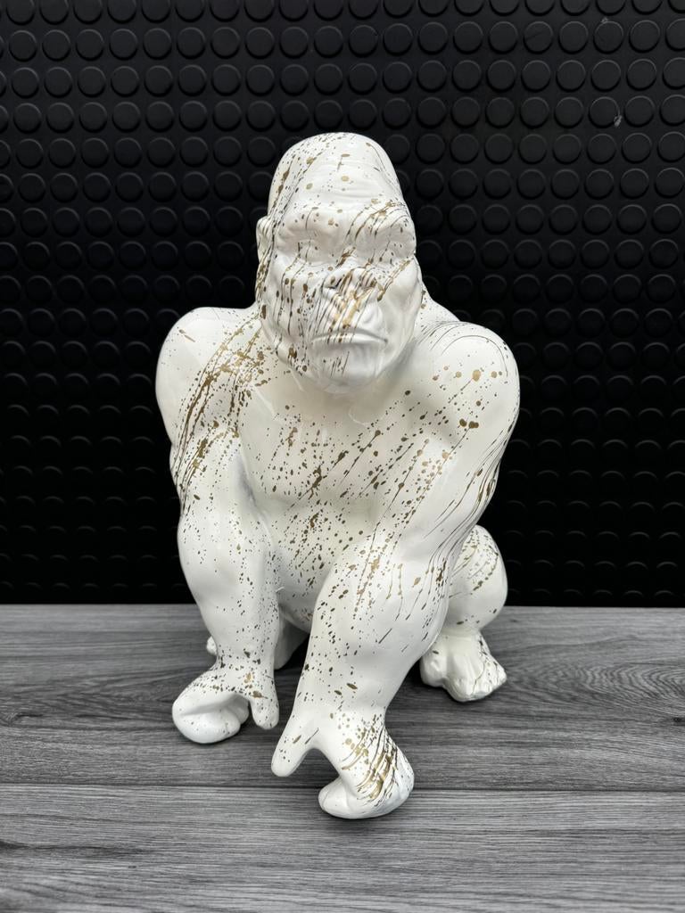 gorilla (wit met goud) 35hoog 20breed/Nieuw!, Ophalen of Verzenden, Nieuw, Dier