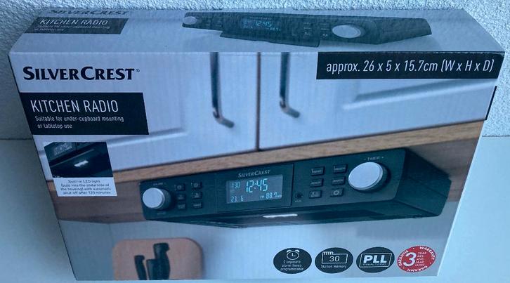 SilverCrest FM Draadloze keukenradio |SKR800, PLL/RDS, zwart, Audio, Tv en Foto, Radio's, Nieuw, Radio, Ophalen of Verzenden