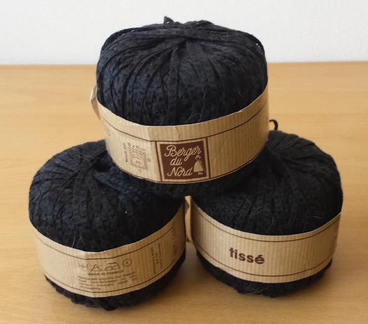3 bollen Tissé Garen - Berger du Nord - zwart, Hobby en Vrije tijd, Breien en Haken, Nieuw, Breien, Wol of Garen, Ophalen of Verzenden
