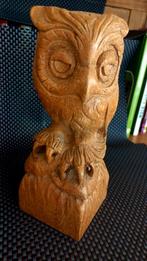 Uniek handgesneden houten uil beeld - Sprij Cuijk, Antiek en Kunst, Kunst | Beelden en Houtsnijwerken, Handgemaakt, Ophalen of Verzenden