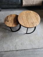 Mangohout Salontafeltjes, Huis en Inrichting, Ophalen, 50 tot 100 cm, Rond, Zo goed als nieuw