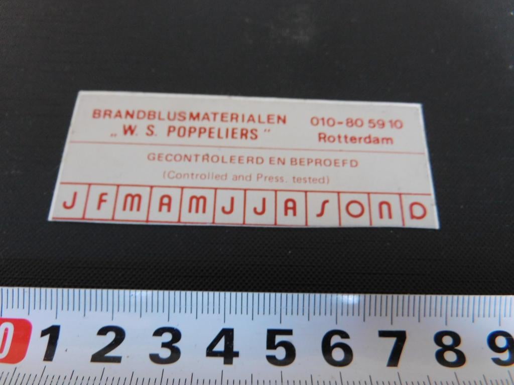 sticker rotterdam brandblusmaterialen ws poppeliers controle, Ophalen, Zo goed als nieuw