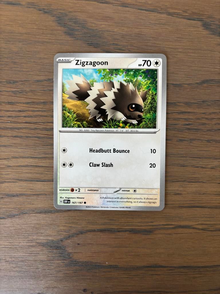 Pokémon Kaart: Zigzagoon (Basic, 70 HP), Ophalen of Verzenden, Zo goed als nieuw, Losse kaart