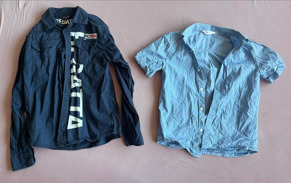 2 overhemden maat 140, Ophalen of Verzenden, Gebruikt, Jongen, Overhemd of Blouse