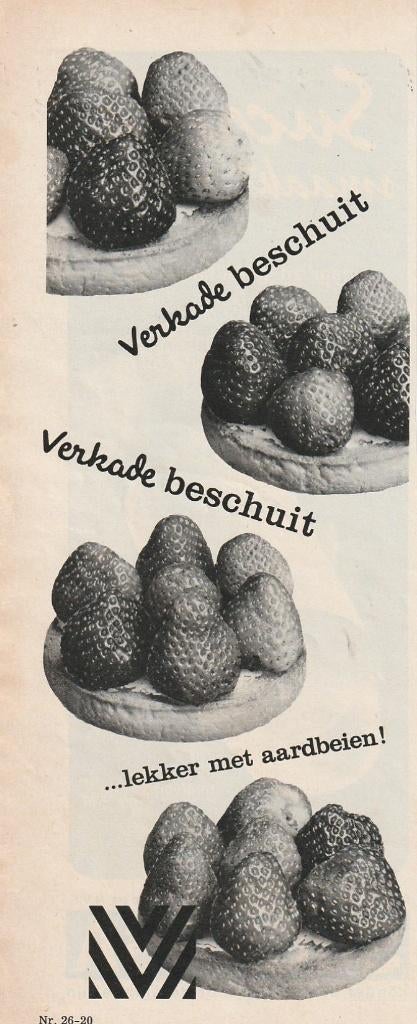 Retro reclame 1967 Verkade beschuit met aardbeien, Verzamelen, Retro, Verzenden, Overige typen