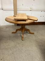 Uitschuifbare grenen eettafel met bolpoot 120 cm, Huis en Inrichting, Ophalen, Gebruikt, Rond, Vijf personen of meer