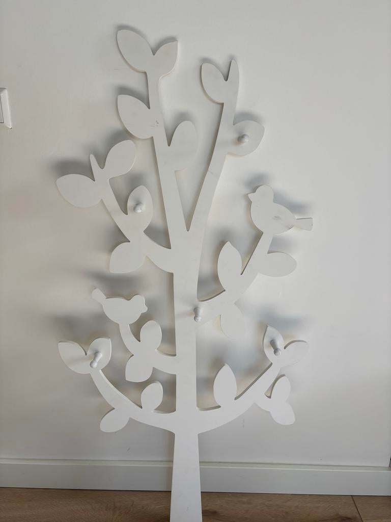 Witte houten kapstok in boomvorm, 121x60cm, Gebruikt, 100 tot 150 cm, Hout, Ophalen