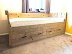 Steigerhouten bed met opberglades - 90x200 cm, Huis en Inrichting, Slaapkamer | Bedden, Ophalen, Gebruikt, 90 cm, Eenpersoons