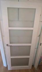 Witte binnendeur met glaspanelen 195,5 x 83 cm, Ophalen, Gebruikt, 80 tot 100 cm, Binnendeur