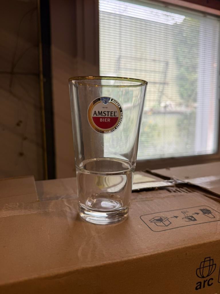 72x Amstel glas gold rim, Ophalen, Nieuw, Bierglas