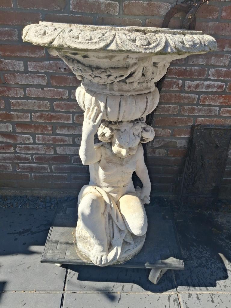 Vogelbad beton tuin Cherubijn, Tuin en Terras, Tuinbeelden, Ophalen of Verzenden, Steen