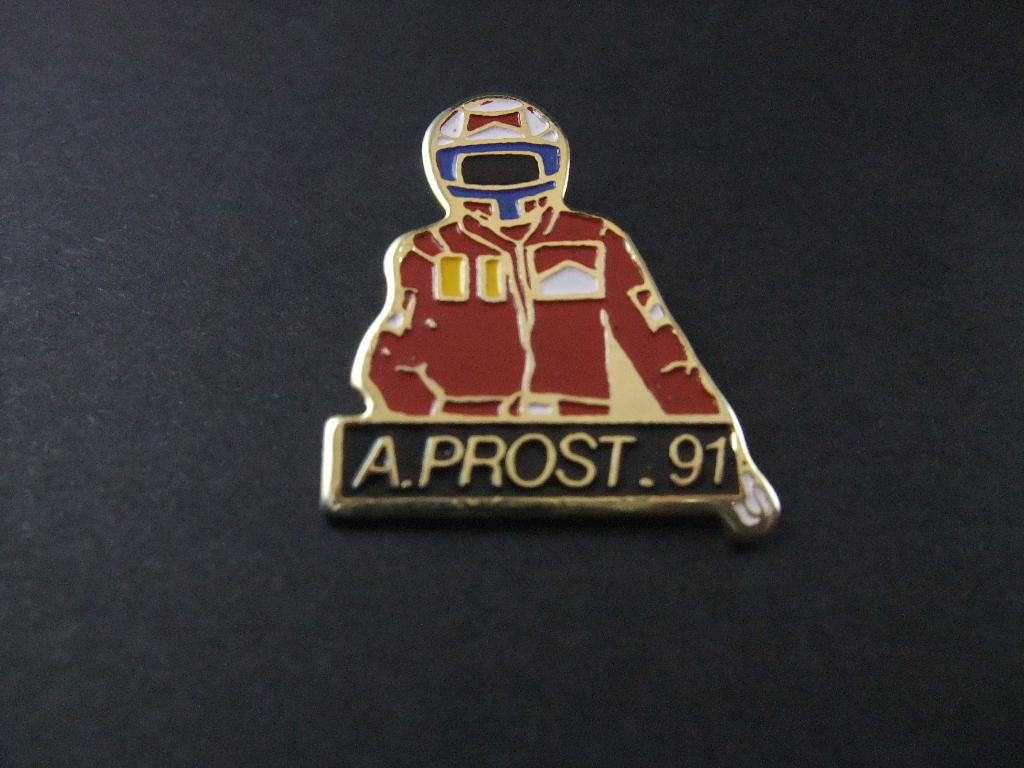Formule 1-coureur Alain Prost, Ferrari-team 1991, pin, Ophalen of Verzenden, Gebruikt, Overige onderwerpen