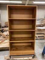 Massief Eiken Boekenkast met Zwart Stalen Frame en Lades, Ophalen, Gebruikt, 100 tot 150 cm, 200 cm of meer