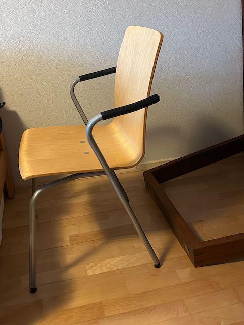 4 VicoDuo eet/kantoorstoelen  Fritz Hansen, Huis en Inrichting, Stoelen, Gebruikt, Vier, Hout, Metaal, Overige kleuren, Ophalen