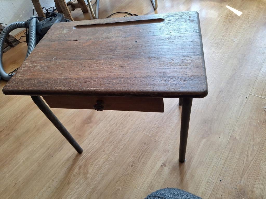 Antiek school tafeltje 55x37x49, Ophalen, Rond, 50 tot 100 cm, 50 tot 100 cm