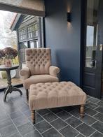 Prachtige landelijke fauteuil + hocker, Huis en Inrichting, Fauteuils, Ophalen, 75 tot 100 cm, 50 tot 75 cm, Landelijk