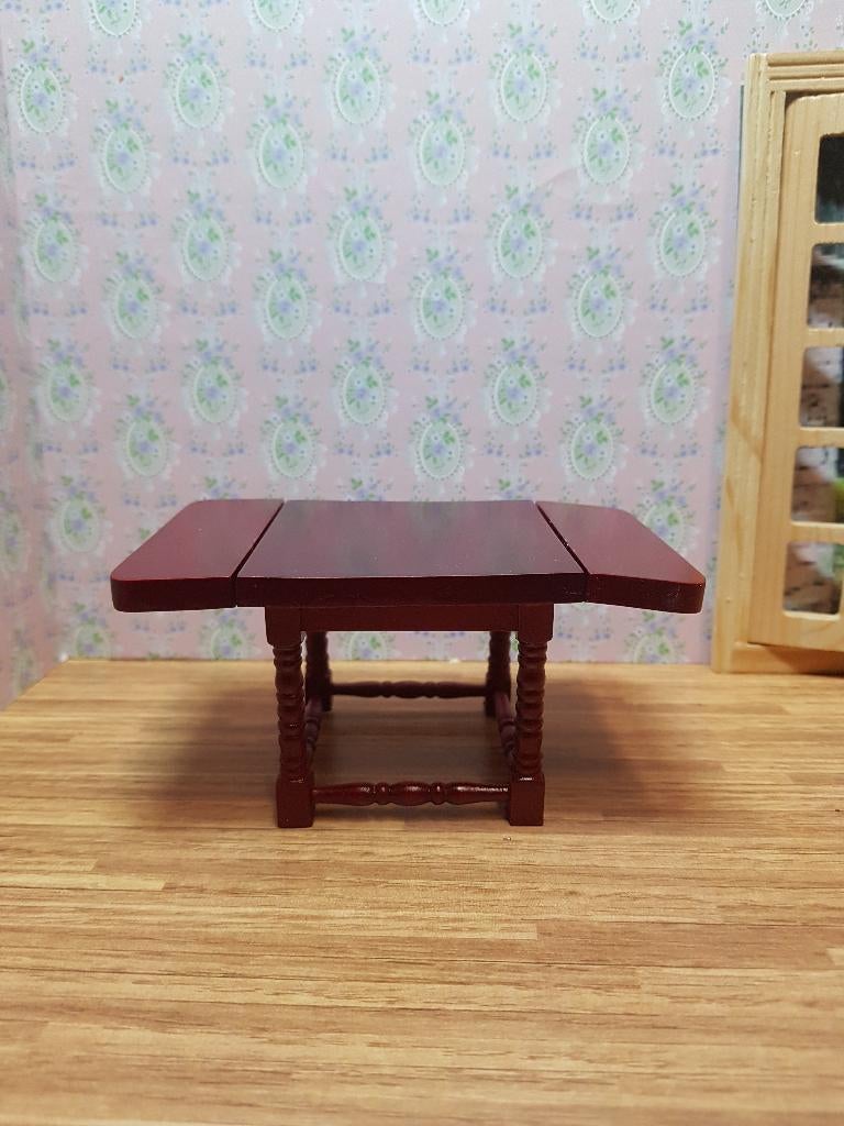 Uitklapbare tafel mahonie  Schaal 1:12, Ophalen of Verzenden, Nieuw, Poppenhuis