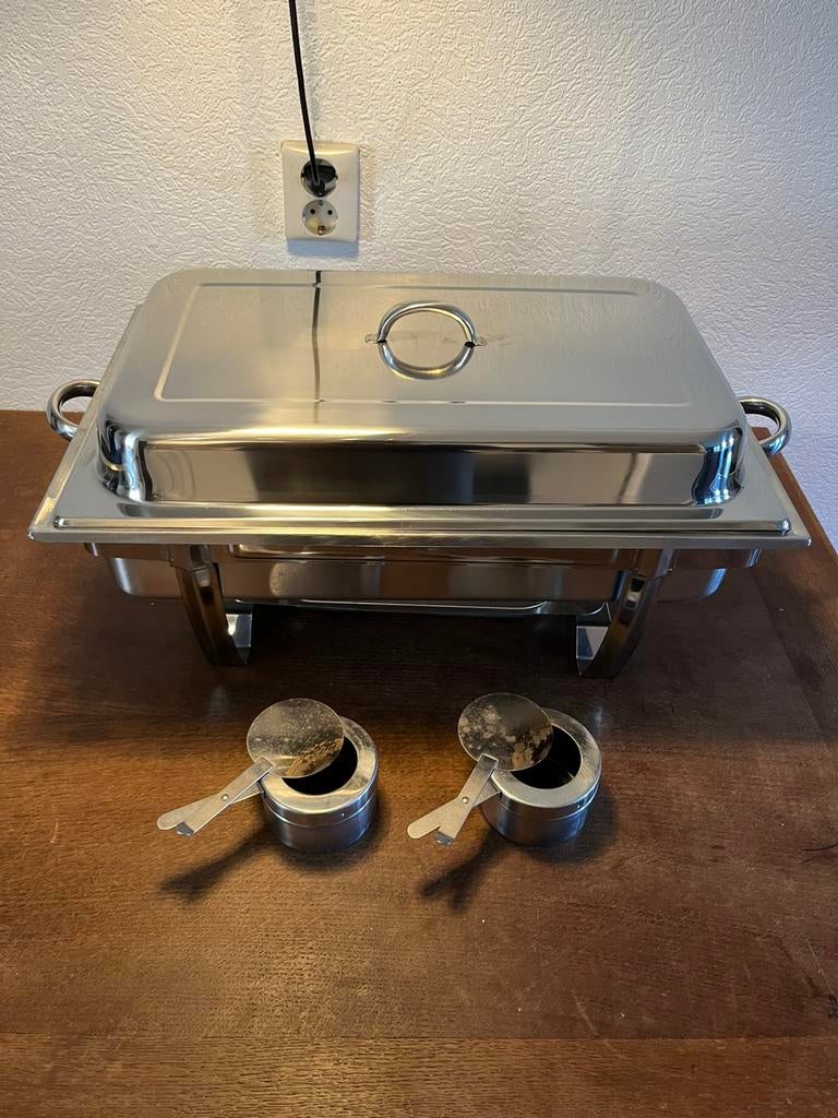 Rvs buffet warmer, chafing dish, maaltijd warmer, bain-marie, Ophalen, Zo goed als nieuw