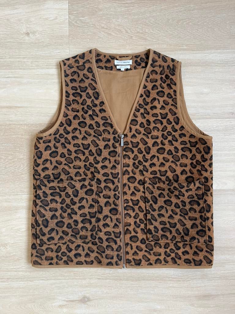 Bodywarmer gilet leopard tijgerprint native youth / alwero, Maat 38/40 (M), Bruin, Ophalen of Verzenden, Zo goed als nieuw