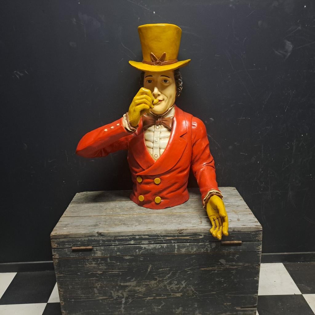 Johnnie Walker buste beeld, Ophalen, Gebruikt, Reclamebord