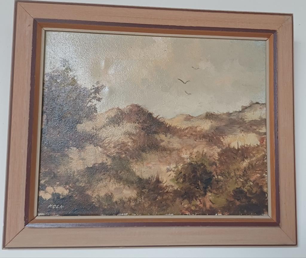 Olieverfschilderij duin landschap, Antiek en Kunst, Kunst | Schilderijen | Klassiek, Ophalen of Verzenden