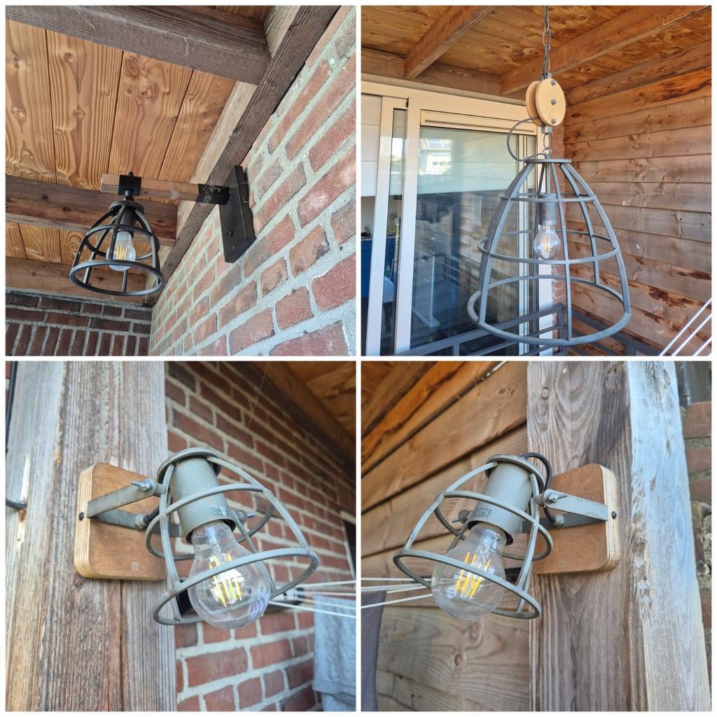 QAZQA, Industriele lampen, hanglamp en wandlampen, Ophalen, Zo goed als nieuw, Hout