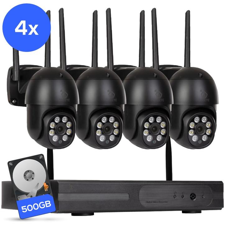 Teceye WiFi beveiligingsset 4 camera's + 500GB opslag CCTV, Audio, Tv en Foto, Videobewaking, Nieuw, Buitencamera, Ophalen of Verzenden
