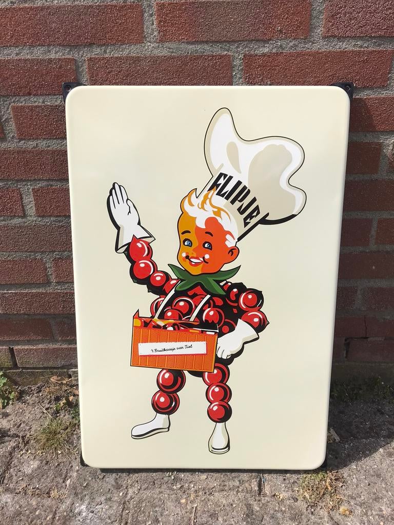 Flipje Tiel emaille reclame bord, Ophalen of Verzenden, Zo goed als nieuw, Reclamebord