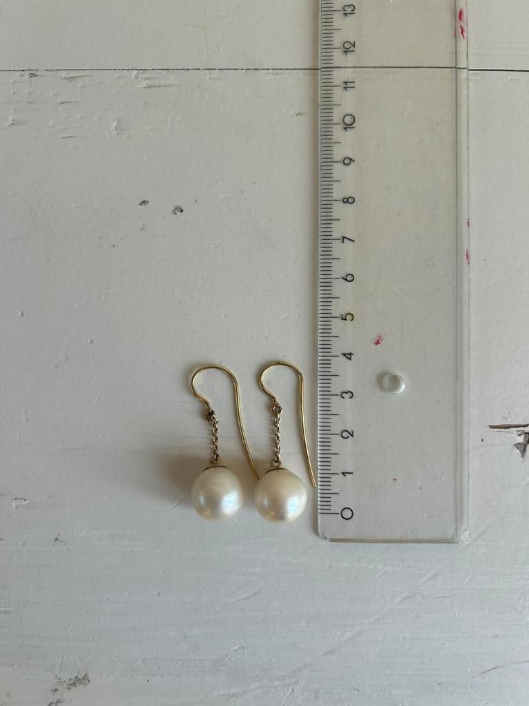 Gouden oorbellen 14 karaat met parel van Lippens, Hangers, Wit, Ophalen of Verzenden, Zo goed als nieuw