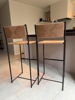 Rotan / paper cord barstoelen kookeiland, Huis en Inrichting, Barkrukken, Ophalen, Met voetsteun, 60 tot 90 cm, Zo goed als nieuw