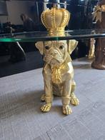 Unieke salontafel met gouden bulldog en kroon, Ophalen, Nieuw, Ovaal, Minder dan 55 cm