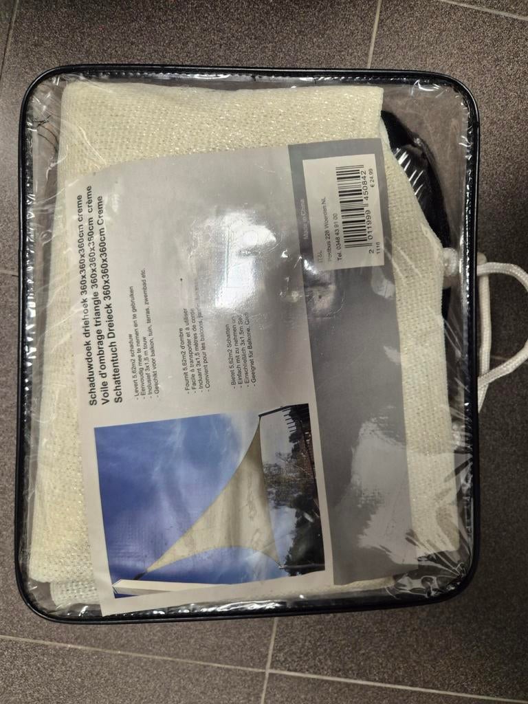 Nieuw Schaduwdoek Driehoek Crème 360x360x360cm, Ophalen of Verzenden, Nieuw