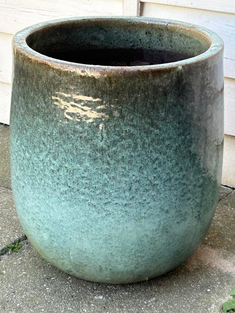 Grote bloempot aardewerk geglazuurd dia 35 hoogte 40cm, Tuin en Terras, Bloempotten, Ophalen, Zo goed als nieuw, Rond, Aardewerk