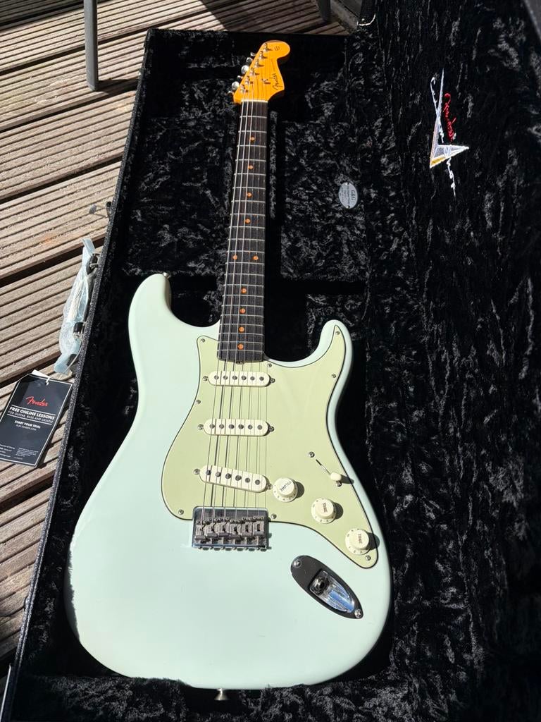 Fender Stratocaster cs 59 faded sonic blue HT, Ophalen, Zo goed als nieuw, Solid body, Fender