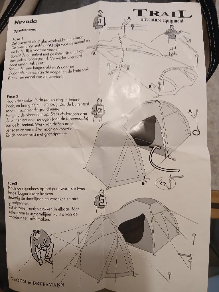 Tent Nevada. Glasvezel stokken. Compleet, Caravans en Kamperen, Ophalen, Nieuw, Tot en met 2