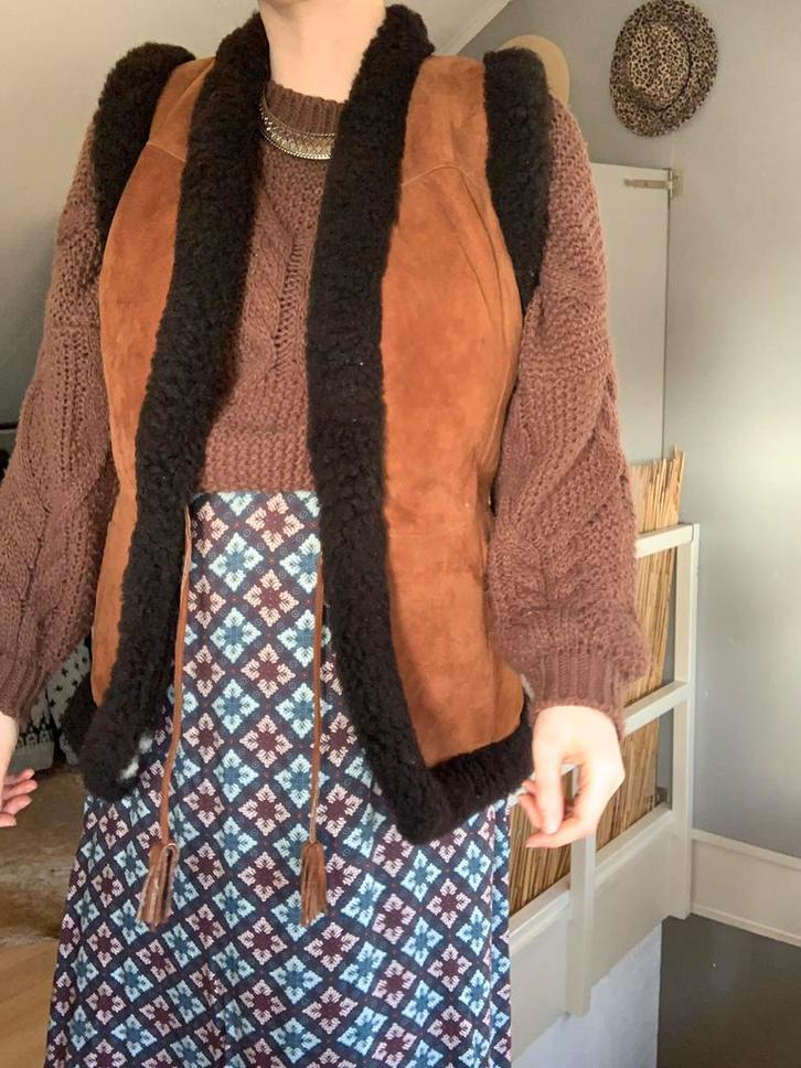 Vintage afghaanse waistcoat S M bohemian gilet gevoerd, Kleding | Dames, Jassen | Winter, Maat 38/40 (M), -, Ophalen of Verzenden
