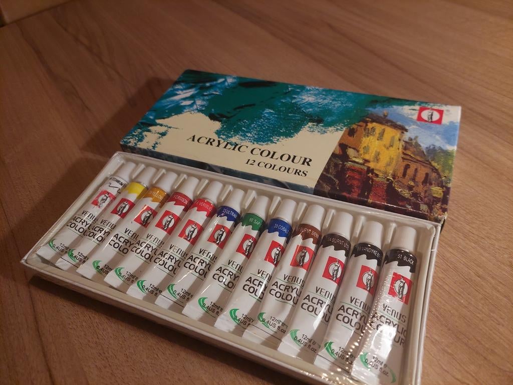 nieuwe set acryl verf 12 kleuren, Ophalen of Verzenden, Nieuw