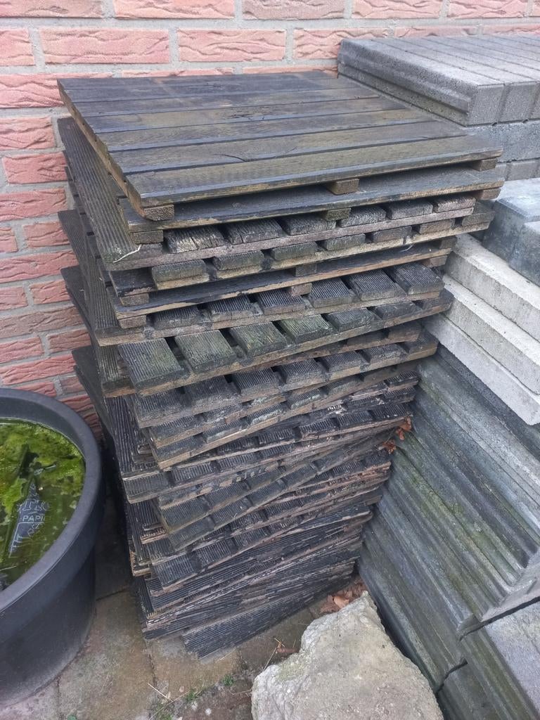 Gebruikte vlondertegels voor terras of balkon, Ophalen, Gebruikt, Hout